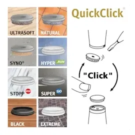 QuickClick WAGNER QuickClick® Kunststoffgleiter Möbelgleiter Stuhlgleiter Ersatz - 8er-Set Ersatzgleiter austauschbar ersetzbar - Kunststoff BLACK - Durchmesser Ø 30 mm - für Basis Ø 30 mm -Made in DE - 15822700