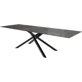 DeLife Esstisch Edge 300x100cm Keramik Laminam®Nero Greco Anthrazit Mittelfuß Kreuz Schwarz, Esstische - 2 Jahre Gewährleistung - mind. 14 Tage Rückgaberecht - Grau,Schwarz