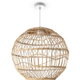 Paco Home Pendelleuchte »MAITE«, Leuchtmittel E27 ohne Leuchtmittel, Rattan Hängeleuchte Korblampe Rund E27 Boho Stil Modern Wohnzimmer weiß