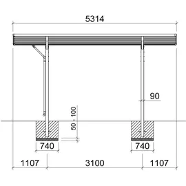 Ximax Carport Wing 2,76 x 5,31 m silber