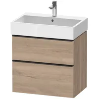 Duravit D-Neo Waschtischunterbau wandhängend mit Möbelgriff diamantschwarz, × eiche