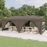 HOMIUSE Partyzelt Faltbar mit Seitenwänden Taupe 3x6 m Pavillon Faltpavillon Verkaufsstand Gartenpavillon Grillpavillon Gartenlaube Party Zelt Groß Faltzelt Pavillion Klappbar Pavillon Faltbar