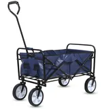 Bollerwagen Faltbar Strandwagen Rollbarer Gartenwagen Outdoor Campingwagen mit 360 Grad drehbaren Rädern und verstellbarem Griff, 100 kg Tragkraft, Blau