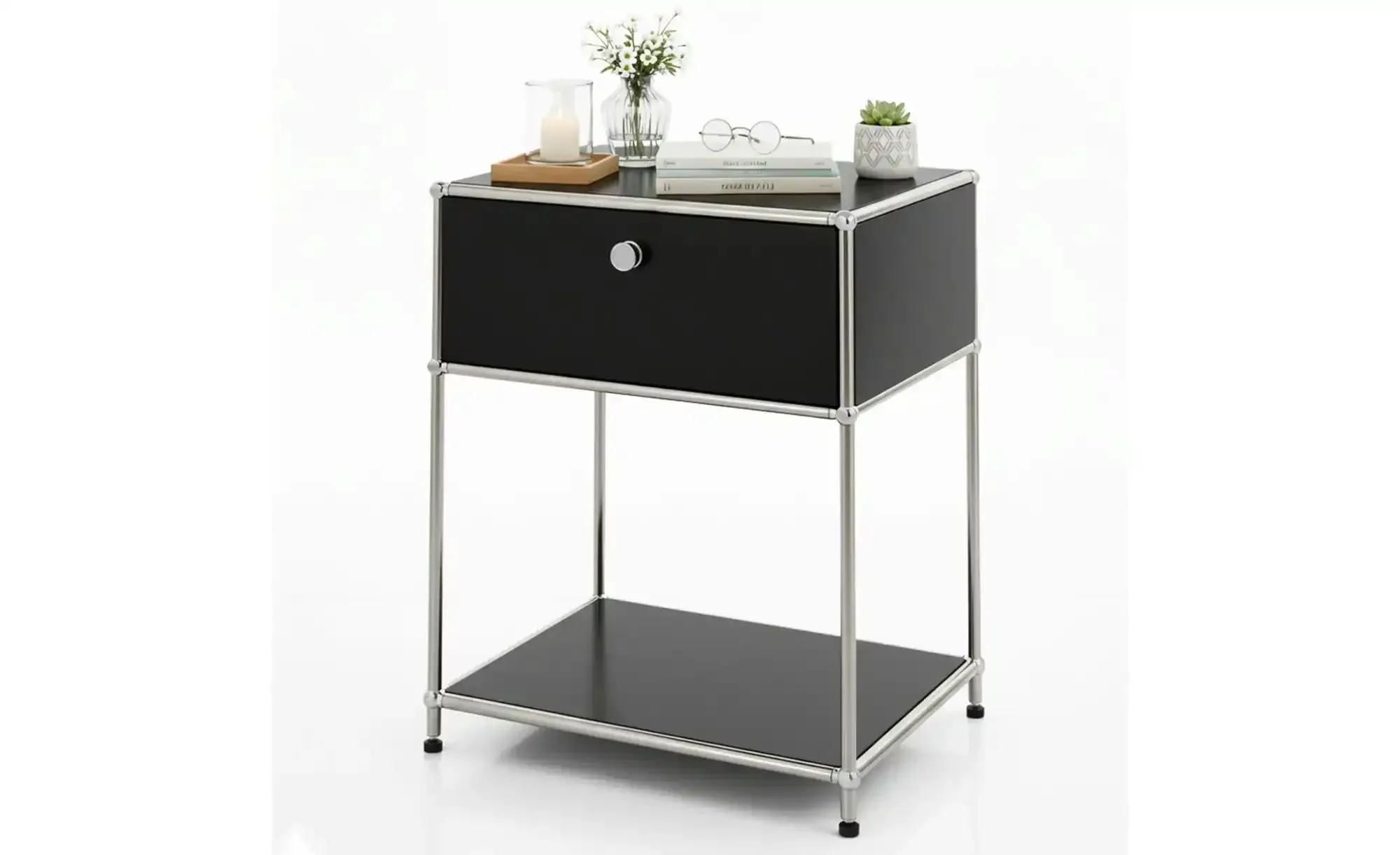 Floordirekt Metallregal   ¦ schwarz ¦ Maße (cm): B: 50 H: 65