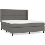 vidaXL Boxspringbett mit Matratze Grau 180x200 cm Kunstleder1466693