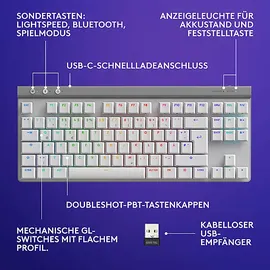 Logitech G515 Lightspeed TKL Tactile-Switches - Kabellose Gaming Tastatur,
