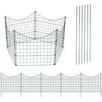 Herrselsam Teichzaun Zaunelemente, Gartenzaun Steckzaun Metall mit 15 Zaunelemente und 18 Befestigungsstäben, Gitterzaun Set für den Garten, Welpanauslauf, Freigehege (Unterbogen,Grün)