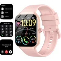 Smartwatch Damen Herren 1.96 Inch HD Display Fitness Uhr Bluetooth Telefonie 100 Sportmodi Fitness Tracker IP68 Wasserdicht
