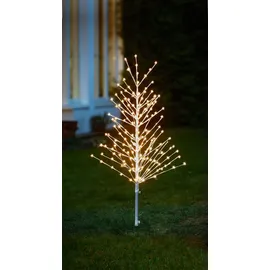NORTHPOINT LED Lichtbaum Weiß 120cm mit 200 warmweiße LEDs | Timer | IP44 spritzwassergeschützt | Deko In- | Outdoor | Weiß