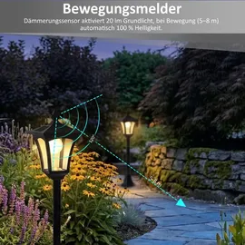 NORTHPOINT Außenleuchte Solar 65-175 cm schwarz 20lm inkl. Bewegungsmelder/Dämmerungssensor