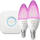 Hue White & Color Ambiance E14 - Smarte Lampe Kerzenform Doppelpack - 470 inklusive Hue Bridge