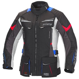 BÜSE Lago Pro, Damen Motorrad Textiljacke, grau-rot-blau, Größe 40
