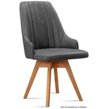 58 aufm Kessel Esszimmerstuhl Küchenstuhl drehbar (2er-Set) Dotti 52x91x60 Eiche geölt/Natur (Lieferung bis Verwendungsstelle, 6 St), Stabiles Gestell aus Massivholz pflegeleichter Bezug aus Microfaser grau