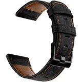 CeiBand Lederarmband für 20MM 22MM Lederriemen Uhren, Classic Edelstahl Schnallenriemen aus Leder, Vintage Ersatzarmband mit Metallschließe, Ersatzband für Herren und Damen - Schwarz