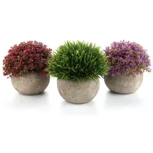 luxuskollektion Kunstpflanze Sukkulenten Topf Deko Wohnung Blüte Rot Lila Grün 3er set