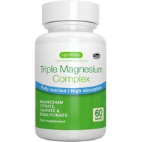 Triple Magnesium Komplex, hochwertiges Magnesium Glycinat, Taurat & Citrat, magenfreundlich, Magnesium vegan, 60 hypoallergene Tabletten, von Igennus