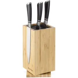 Navaris Drehbarer Magnet Messerblock aus Bambus - Messer unbestückt aus Holz für Küchenmesser Kochmesser Kochbesteck - mit Borsteneinsatz
