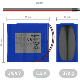 Ansmann 4S2P Akkupack 8x 18650 Kabel Li-Ion 14.4V 5200mAh Akkupack 8x Li-Ion 14.54V 5200 mAh