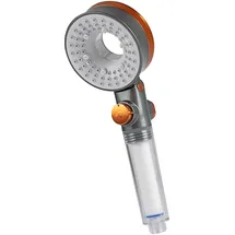EasyMaxx Duschkopf Water-Control Bis zu 65% Wassersparen Spar Stopp Funktion 3 Strahl Modi Regendusche Turbo Brause optimaler Wasserdruck Bad [Silber]