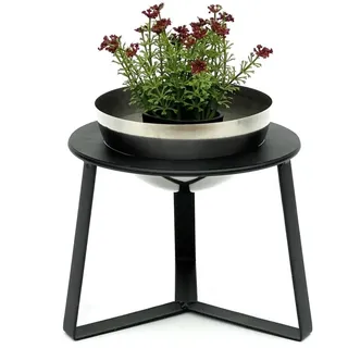 DanDiBo Ambiente Dandibo Blumenhocker Metall mit Topf Schwarz Silber 18 cm Blumenständer 96091 s Blumensäule Modern Pflanzenständer Pflanzenhocker