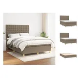 vidaXL Boxspringbett mit Matratze Taupe 140x200 cm Stoff