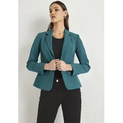 Jackenblazer HECHTER PARIS Gr. 42, blau (petrol) Damen Blazer mit leichter Schulterpolsterung