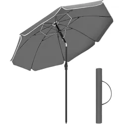 Sonnenschirm 160 cm, Sonnenschutz, UPF 50+, Strandschirm, beidseitig um 30° knickbar, höhenverstellbar, mit Tragetasche,  ohne Ständer, grau