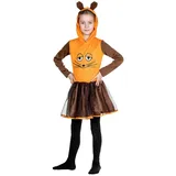 Maskworld Kostüm Die Sendung mit der Maus - Maus Kleid für Kinder, Offizielles Kostümkleid für Mädchen zur Sendung mit der Maus orange 140