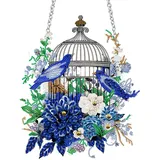 Lebartm DIY Diamant Malerei Anhänger Ornament Blume Vogelkäfig Spezial geformt Kristall einseitig Diamond Hanging für Erwachsene Haus Garten Wand Tür Dekor