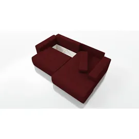A&J MöbelLand Eckcouch 2-Sitzer mit Schlaffunktion Rotwein