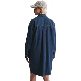 Marc O'Polo DENIM "aus reiner Bio-Baumwolle", Damen, Gr. XS, Normalgrößen, blau (dunkelblau), Obermaterial: 100% Baumwolle, unifarben, oversize knielang, normaler Saum, Kleider
