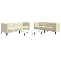 VidaXL 2-tlg. Chesterfield-Sofa-Set Creme Kunstleder