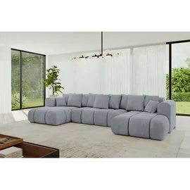 altdecor Wohnlandschaft, CLOUD-U-v1 405x185x90 Hellgrau Velours