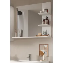 Badezimmer Spiegel "Sopela" in weiß Badspiegel mit Ablage 80 x 70 cm