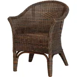 Rattan-Sessel Natur Esszimmersessel Korb-Sessel Flechtsessel (Schwarz-Braun)