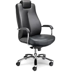 Nowy Styl XXL Chefsessel Sonata Leder schwarz, Gestell chrom