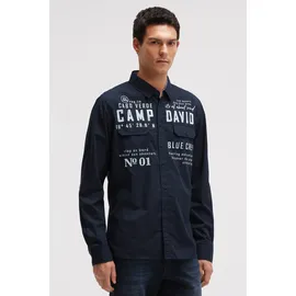 Camp David Langarmhemd Blau XL
