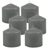 HS Candle Stumpenkerzen Ø8cm 6er Pack Grau