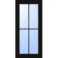 Balkontür "GEORG" 74 mm 3-fach Verglasung Kunststoff 4 Sprossenfelder (abschließbar) Tiefschwarz RAL 9005 innen öffnend DIN links