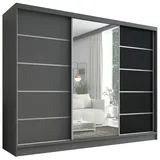 A&J MöbelLand Schiebetürenschrank AURELIA 1 200 x 215 x 59,5 cm Grau/Schwarz