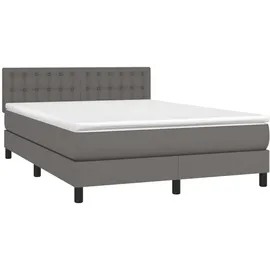 vidaXL Boxspringbett mit Matratze & LED Grau 140x200 cm Kunstleder