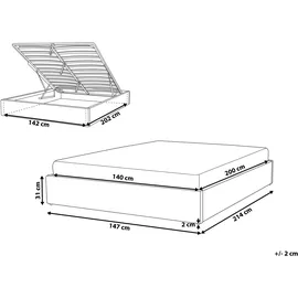 Beliani Beliani, Polsterbett Beige Stoffbezug mit Lattenrost 140 x 200 cm