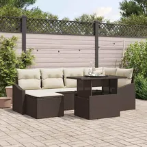 vidaXL Garten-Sofa-Set 7-tlg. braun/beige