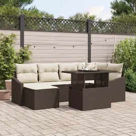 vidaXL Garten-Sofa-Set 7-tlg. braun/beige