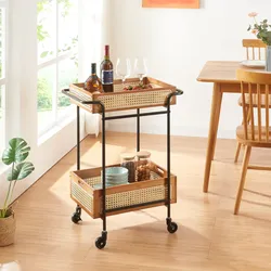Servierwagen Tervola 81x61x39 cm Rattanoptik