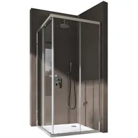 doporro Eckdusche Eckeinstieg Duschkabine Rav16 Schiebetür 6mm ESG-Sicherheitsglas, BxT: 80x80 cm, Einscheibensicherheitsglas, ebenerdiger Einbau möglich 80 cm x 190 cm x 80 cm