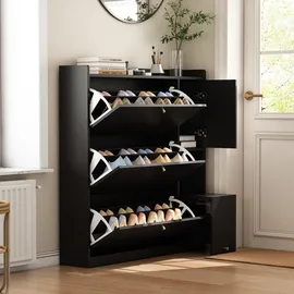 stilvora Schuhschrank 119 x 122 x 24 cm mit Sitzbank / schwarz