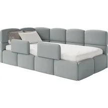 Selsey Cloudy – Kinderbett 90x200, Rausfallschutz, Kopfteil links, Samt Grau