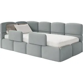Selsey Cloudy – Kinderbett 90x200, Rausfallschutz, Kopfteil links, Samt Grau