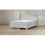 Emma Classic Boxspringbett Comfort - hellgrau - 180x200 cm - Kopfteil Gesteppt - Natur Füße